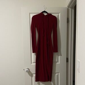 Commense Burgundy Long Sleeve Dress